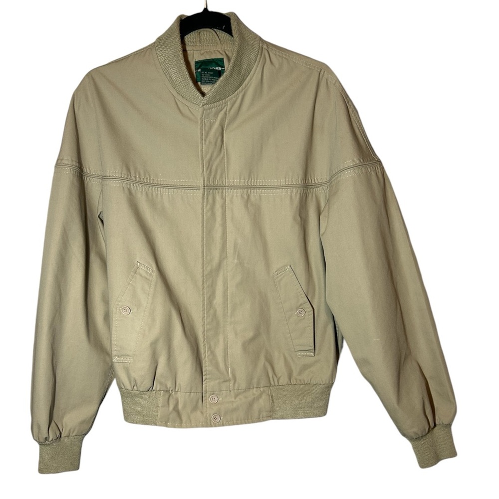 Hill &‎ Archer Men’s Tan Full Zip Crewneck Bomber Style Jacket Size Medium